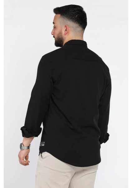 Erkek Çift Cepli Amblem Detaylı Uzun Kol Gömlek P-00015050 modelleri
