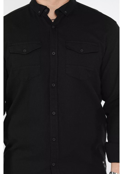 Erkek Çift Cepli Amblem Detaylı Uzun Kol Gömlek P-00015050 fırsatları