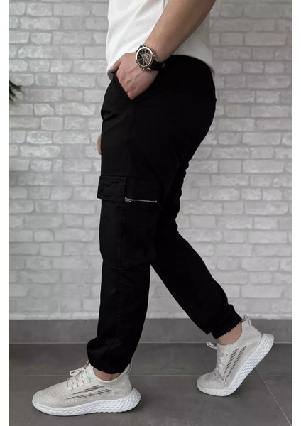 Erkek Bel ve Paça Lastikli Kargo Cep Pantolon P-00015053