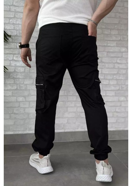 Erkek Bel ve Paça Lastikli Kargo Cep Pantolon P-00015053
