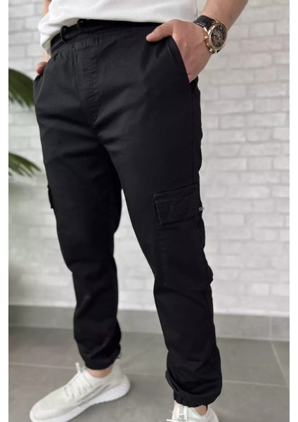 Erkek Bel ve Paça Lastikli Kargo Cep Pantolon P-00015053