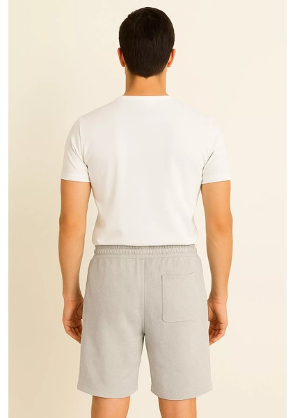 Erkek Bel Lastikli Kendinden Desenli Cepli Şort P-00015056 fiyatları