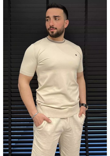 Nakışlı Bisiklet Yaka Erkek Tişört P-00015579 fiyatları