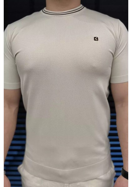 Nakışlı Bisiklet Yaka Erkek Tişört P-00015579 fırsatları