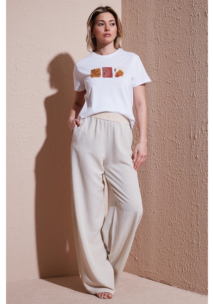 Wide Leg Yüksek Bel Geniş Paça Pantolon Bayan Pantolon 25Y0893K1