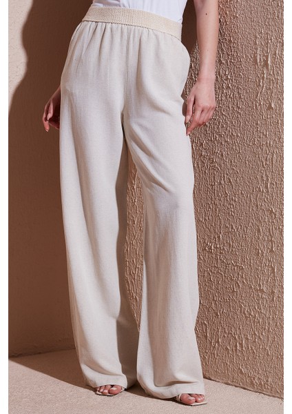 Wide Leg Yüksek Bel Geniş Paça Pantolon Bayan Pantolon 25Y0893K1 modelleri