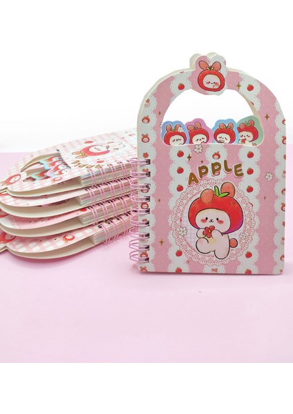 Apple Elma Tavşan Ayraçlı A6 Not Defteri (10X15 Cm) - Çiçekli Tavşan