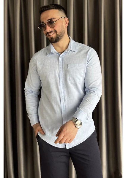 Tek Cepli Çıtçıtlı Erkek Uzun Kol Gömlek P-00015571