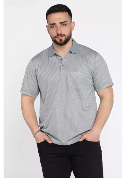 Erkek Tek Cepli Polo Yaka Desenli Tişört P-00015572