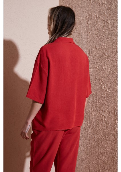 Keten Karışımlı Standart Fit Kısa Kollu Gömlek Bayan Gömlek 25Y0605K1 indirimleri