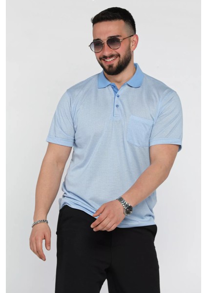 Erkek Polo Yaka Tek Cepli Kendinden Desenli Tişört P-00015570 fiyatları