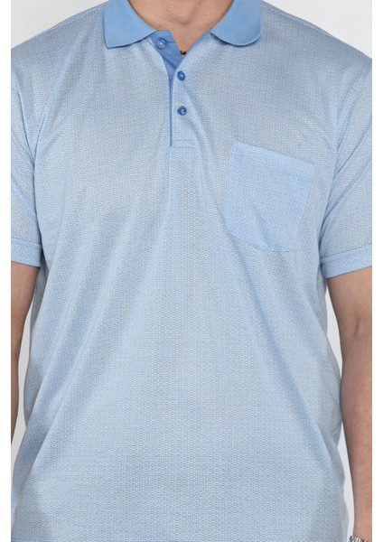 Erkek Polo Yaka Tek Cepli Kendinden Desenli Tişört P-00015570 fırsatları