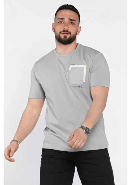 Erkek Bisiklet Yaka Baskılı Tişört P-00015576 fiyatları