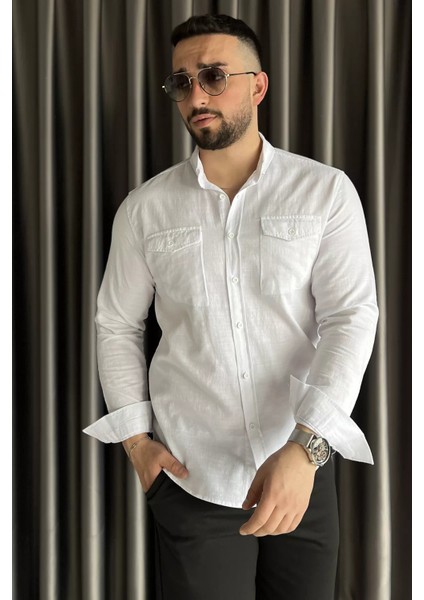 Çift Cepli Erkek Uzun Kol Gömlek P-00015574