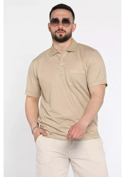 Erkek Tek Cepli Polo Yaka Desenli Tişört P-00015572
