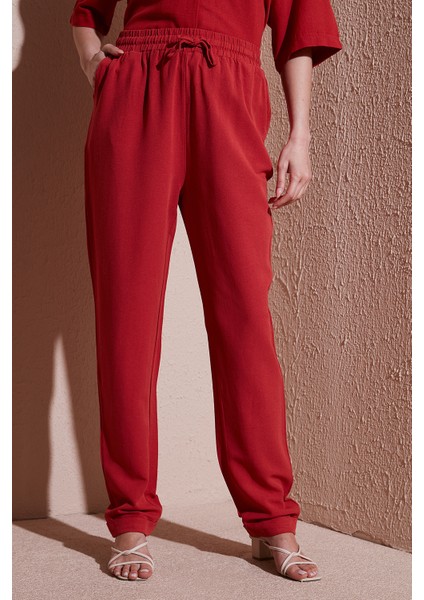 Relaxed Fit Normal Bel Düz Paça Pantolon Bayan Pantolon 25Y0550K1