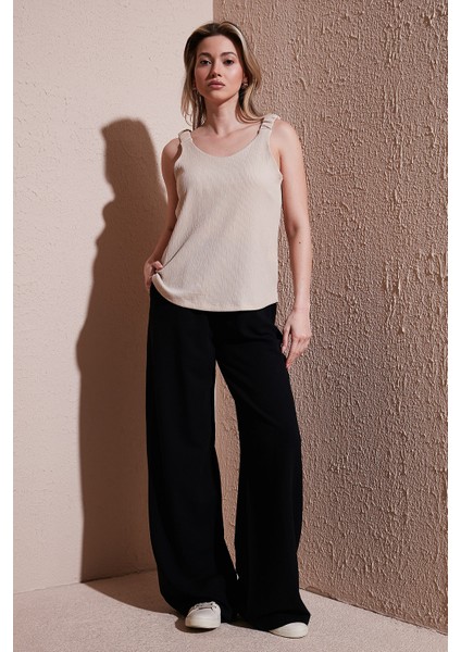 Wide Leg Yüksek Bel Geniş Paça Pantolon Bayan Pantolon 25Y0893K1