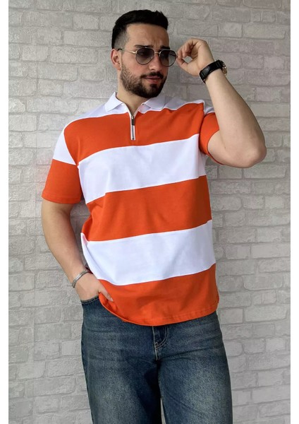 Polo Yaka Yarım Fermuarlı Erkek Tişört P-00015558