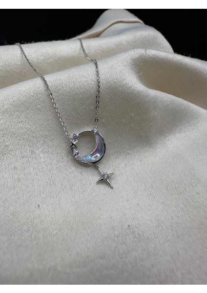 Ithal Kutup Yıldızı Sallantılı Opal Taşlı Kadın Gümüş Kolye modelleri