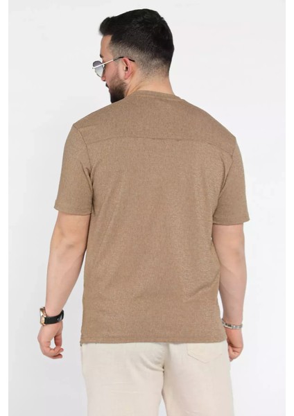 Bisiklet Yaka Kendinden Desenli Erkek Tişört P-00015561 modelleri