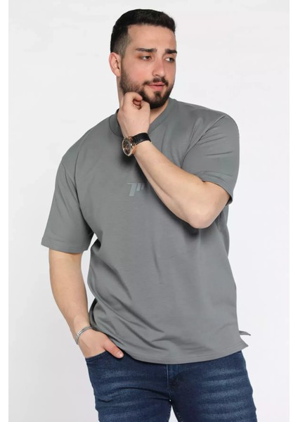 Erkek Bisiklet Yaka Baskılı Tişört P-00015559