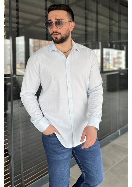 Kendinden Desenli Erkek Uzun Kol Gömlek P-00015569