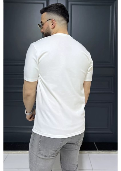 Erkek Bisiklet Yaka Harf Baskılı Tişört P-00015575 modelleri