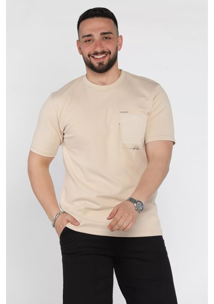 Erkek Bisiklet Yaka Baskılı Tişört P-00015576