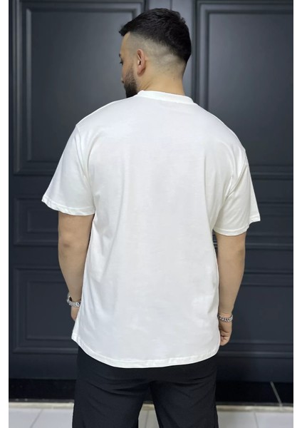 Erkek Silikon Yazı Baskılı Bisiklet Yaka Tişört P-00015562 fırsatları