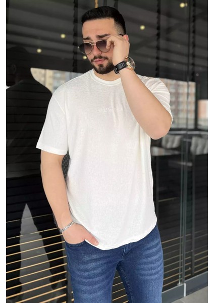 Bisiklet Yaka Kendinden Desenli Erkek Tişört P-00015561 fiyatları