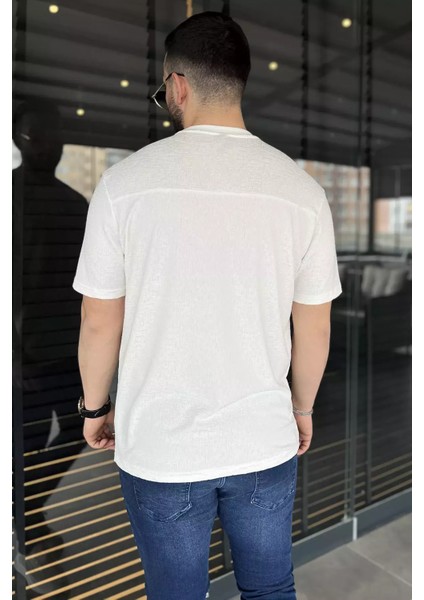 Bisiklet Yaka Kendinden Desenli Erkek Tişört P-00015561 modelleri