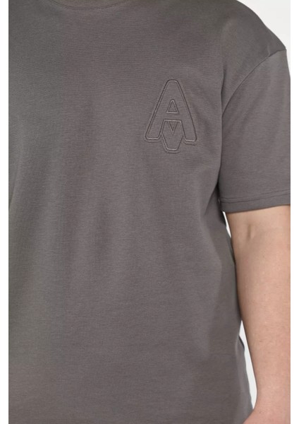 Bisiklet Yaka Nakışlı Erkek Tişört P-00015556 fırsatları