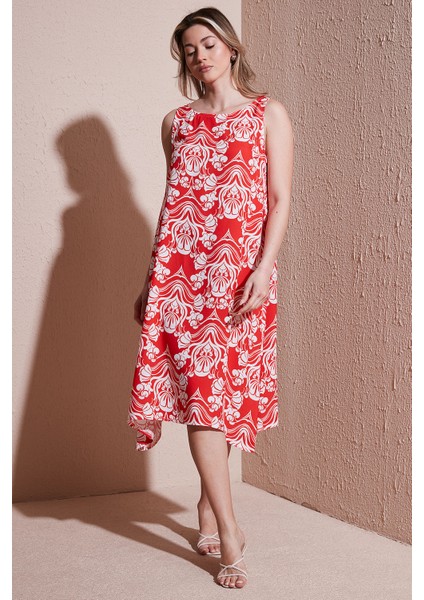 Regular Fit Bisiklet Yaka Kolsuz Volanlı Elbise Bayan Elbise 25Y0630K1