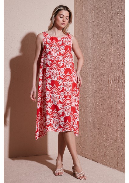 Regular Fit Bisiklet Yaka Kolsuz Volanlı Elbise Bayan Elbise 25Y0630K1 modelleri