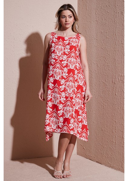 Regular Fit Bisiklet Yaka Kolsuz Volanlı Elbise Bayan Elbise 25Y0630K1 fırsatları