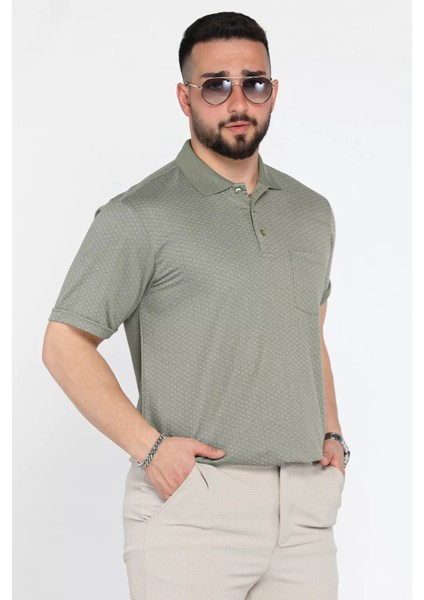 Erkek Tek Cepli Polo Yaka Desenli Tişört P-00015572