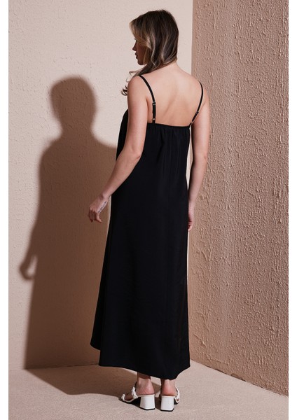 Modal Karışımlı Standart Fit Midi Boy Askılı Elbise Bayan Elbise 25Y0501K1 indirimleri