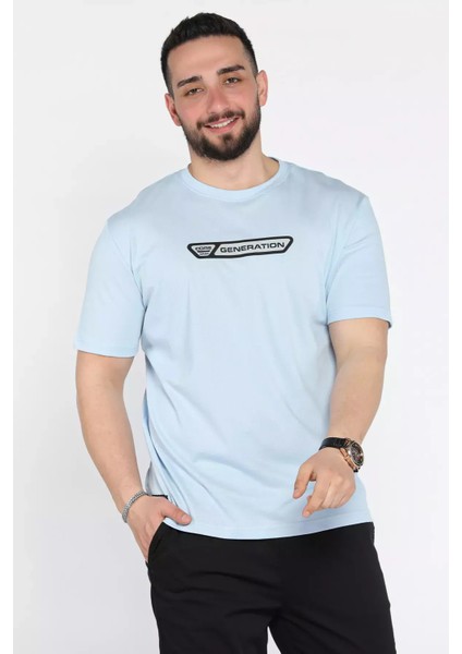 Erkek Ön Baskılı Bisiklet Yaka Tişört P-00015560