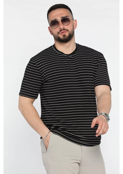 Erkek Çizgi Desenli Bisiklet Yaka Likralı Tişört P-00015555 fiyatları