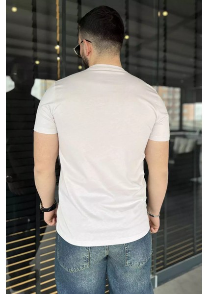 Erkek Bisiklet Yaka Baskılı Tişört P-00015552 modelleri