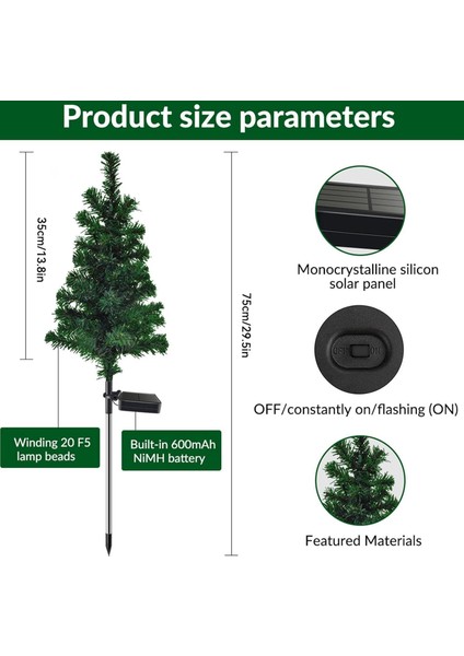 3 Lü Solar Sarı Ledli Çam Ağacı - Güneş Enerjili LED - Çam Ağacı Bahçe Aydınlatması fırsatları