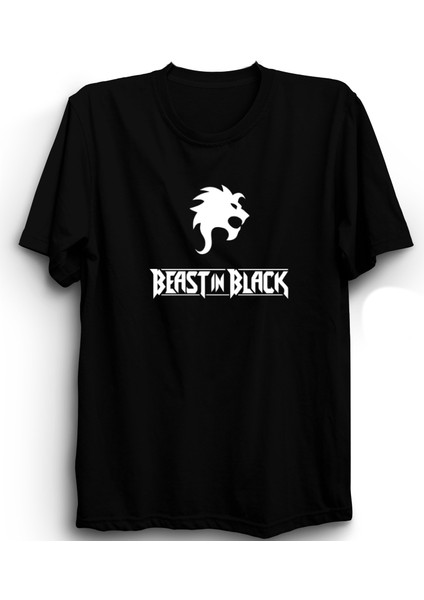 Beast In Black, Lion Logo, Rock Metal Müzik Grubu Baskılı %100 Pamuk Tişört