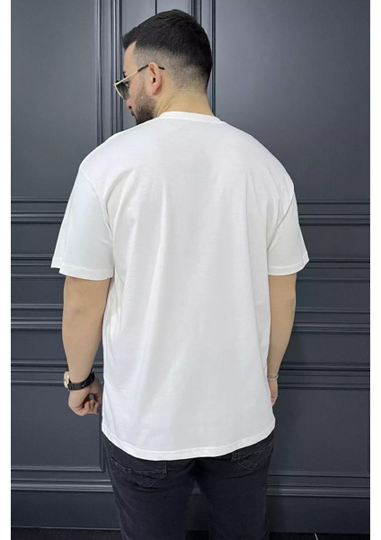 Erkek Bisiklet Yaka Silikon Yazı Baskılı Tişört P-00015554 modelleri