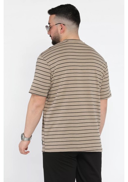 Erkek Çizgi Desenli Bisiklet Yaka Likralı Tişört P-00015555 modelleri