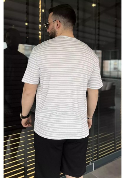 Bisiklet Yaka Çizgi Desenli Erkek Tişört P-00015553 modelleri