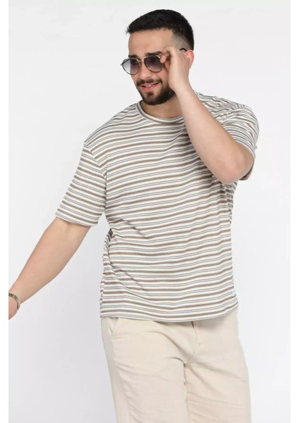 Bisiklet Yaka Çizgi Desenli Erkek Tişört P-00015553 fiyatları