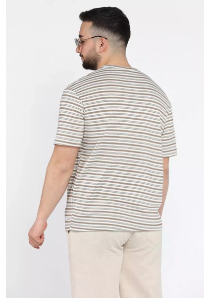 Bisiklet Yaka Çizgi Desenli Erkek Tişört P-00015553 modelleri