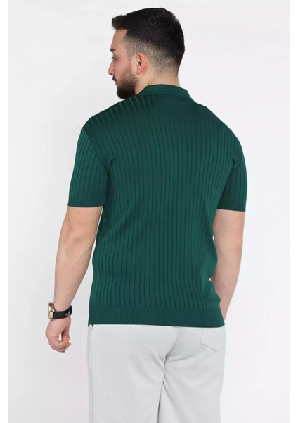 Erkek Polo Yaka Kendinden Çizgi Desenli Triko Tişört P-00015202 modelleri