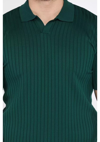 Erkek Polo Yaka Kendinden Çizgi Desenli Triko Tişört P-00015202 fırsatları