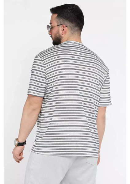 Bisiklet Yaka Çizgi Desenli Erkek Tişört P-00015553 modelleri
